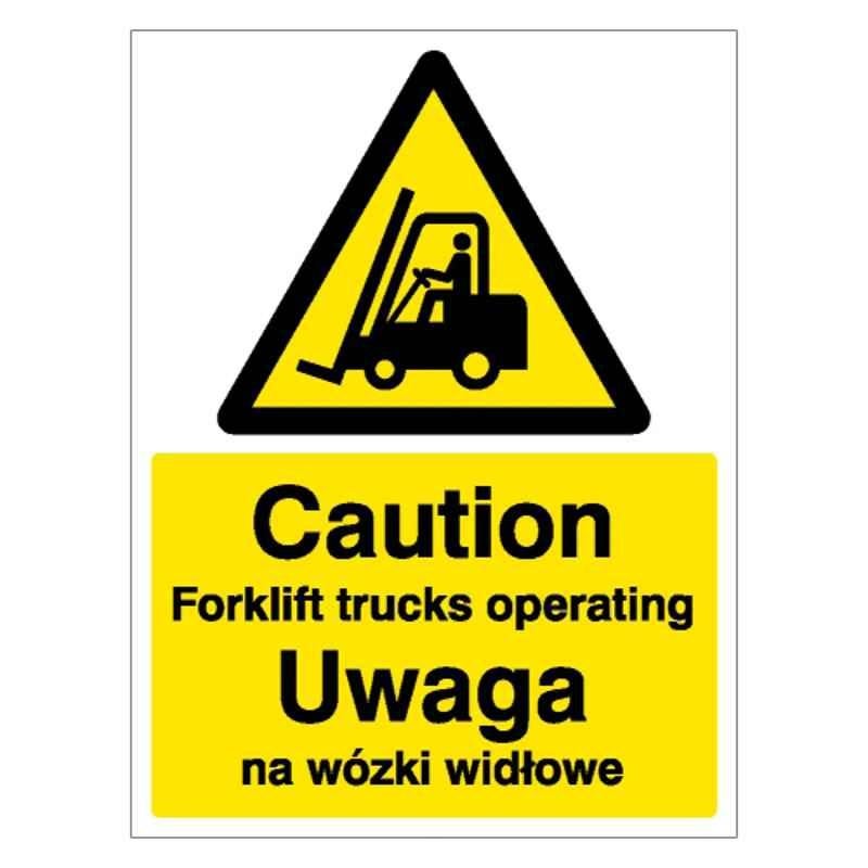 SUNSIGNS 900x457mm Vinyl & Sun Board Caution Forklift Trucks Operating Uwage na Wozki Widlowe Signage, SN0062VNLM1HPIAAW