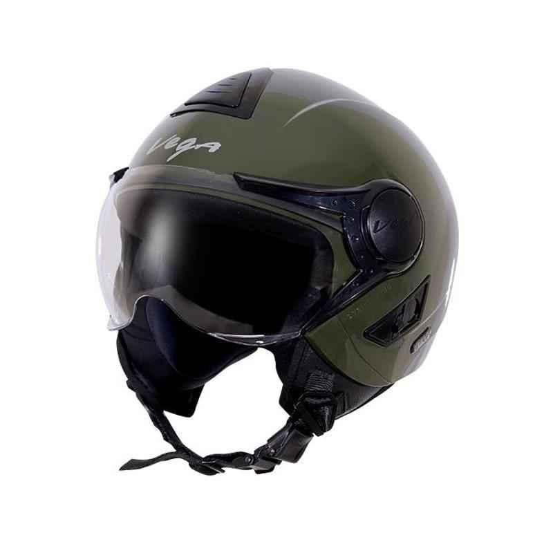 Vega Verve Motorbike Army Green Open Face Helmet, VRV-AG, Size (xxlarge, 580 mm)