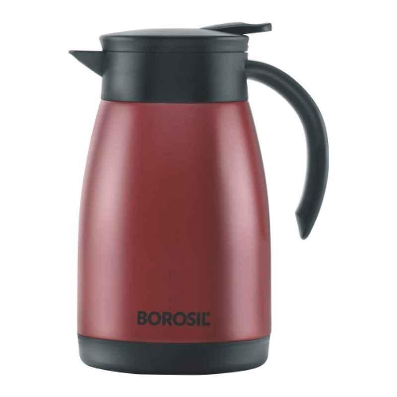 Borosil 750ml Stainless Steel Red Vacuum Insulated Teapot, FLKT75RED14