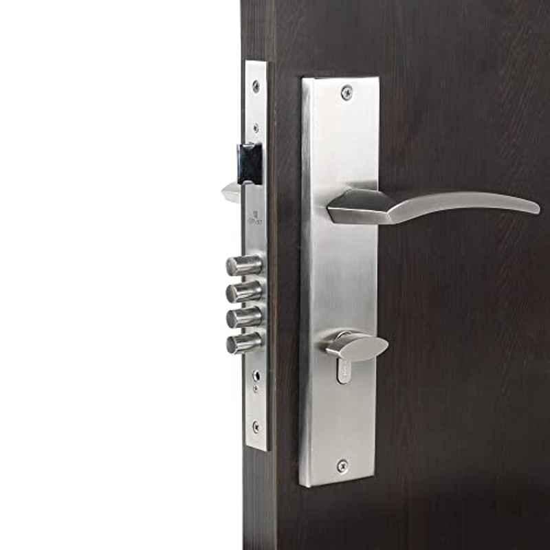 Homexpert Lobos-OSK 10 inch 60mm Stainless Steel Silver Cylindrical Plate One Side Key Mortise Door Lock Set