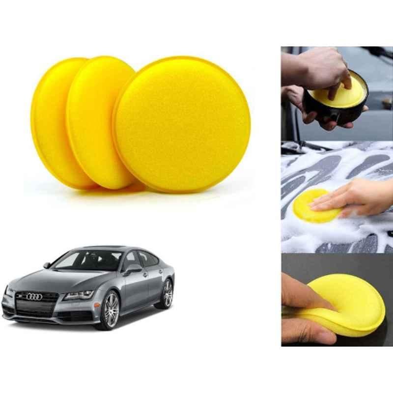 Auto Pearl Polyurethane Beige Washing & Waxing Polish Foam Sponge for S7 (Pack of 3)