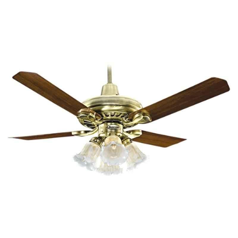 Breezalit Elegance 70W Antique Brass Housing Designer Ceiling Fan with Remote, BZ021, Sweep: 1200 mm