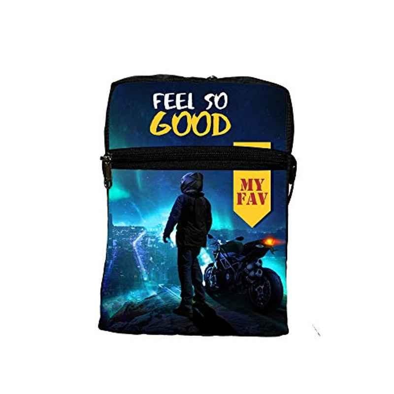 My Fav Polyester Black Rider Print Messenger Bag, MFMDP020