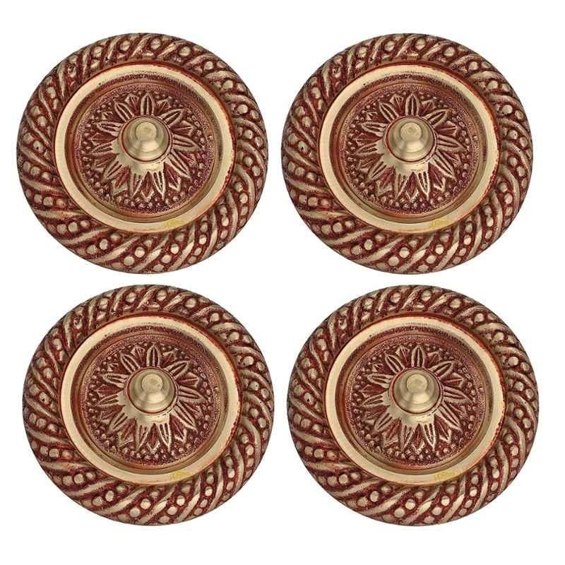 Atom Apec 50mm Brass Brush Golden Copper Finish Round Decorative Door Doom (Pack of 4)