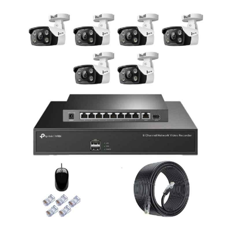 TP-Link VIGI C350 5MP Full Colour Outdoor Network IP Combo Kit with 8 Channel NVR, 6 Cameras, 10 Port POE Switch, D-LINK 100M LAN Cable