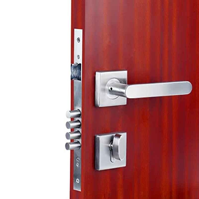 Voltizi 45x85mm â€ŽStainless Steel Satin Finish Mortise Main Door Lock with 4 Latches & Pull Handle, â€ŽMG-304-Rose-OSK