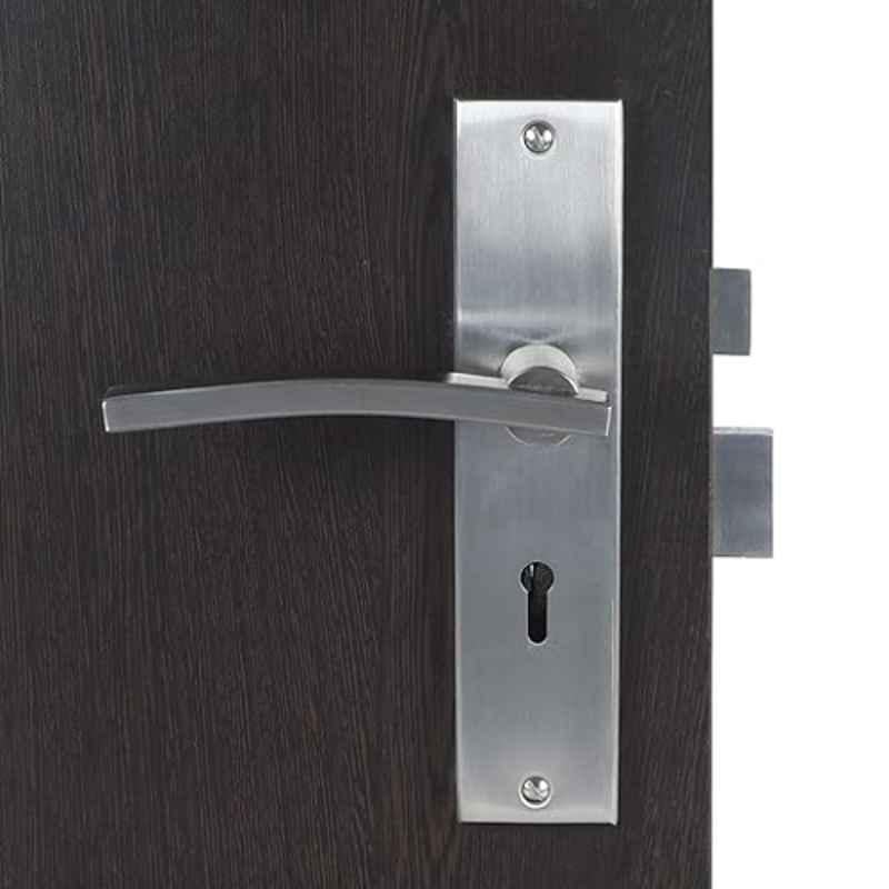 Homexpert Ivy 8 inch 60mm Stainless Steel Silver Cylindrical Plate Mortise Door Lock Set