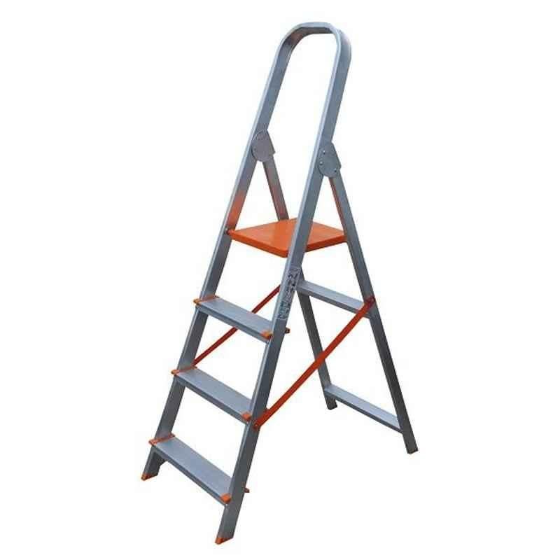 Aguerri Eco 4 Step Orange Silver Coated Aluminium Foldable Ladder with Platform, 4040