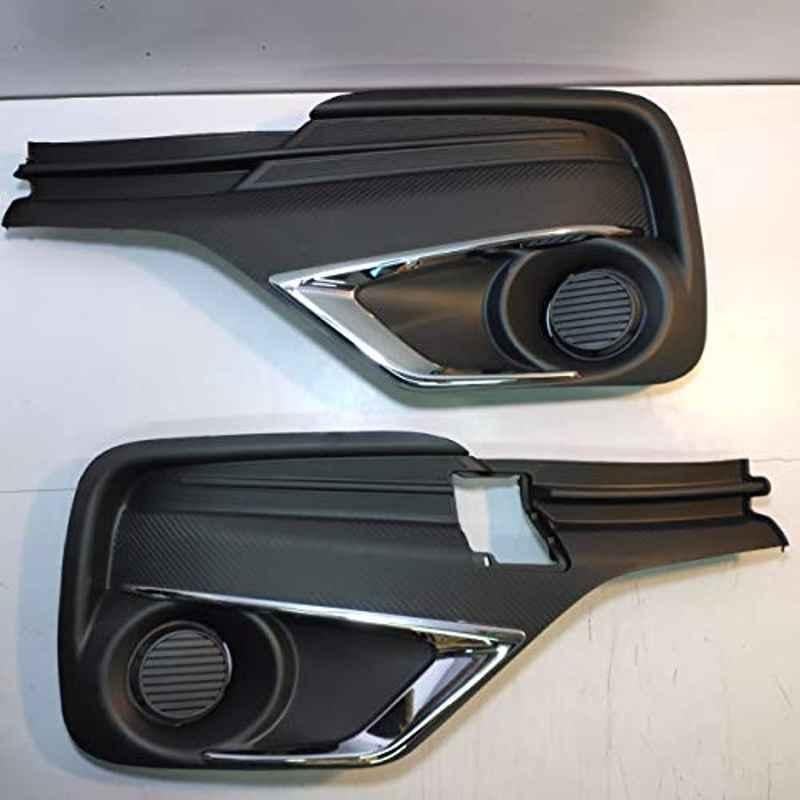 Modified Autos 2 Pcs Black Finish Left & Right Fog Lamp Foglight Bezel/Cover with Chrome Detailing Set for Toyota Etios Platinum