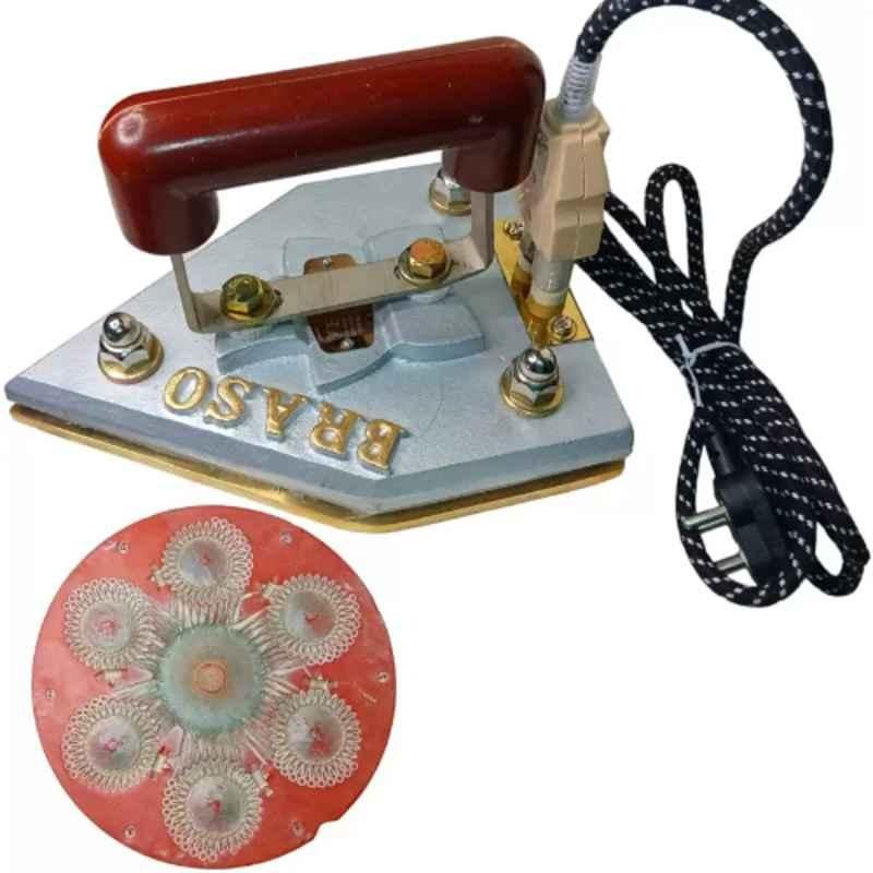 Braso 1250W 7kg Brass 16 Pound Electric Laundry Iron with Silicon Mat, Pluck, Wire & Connector (Pack of 2)