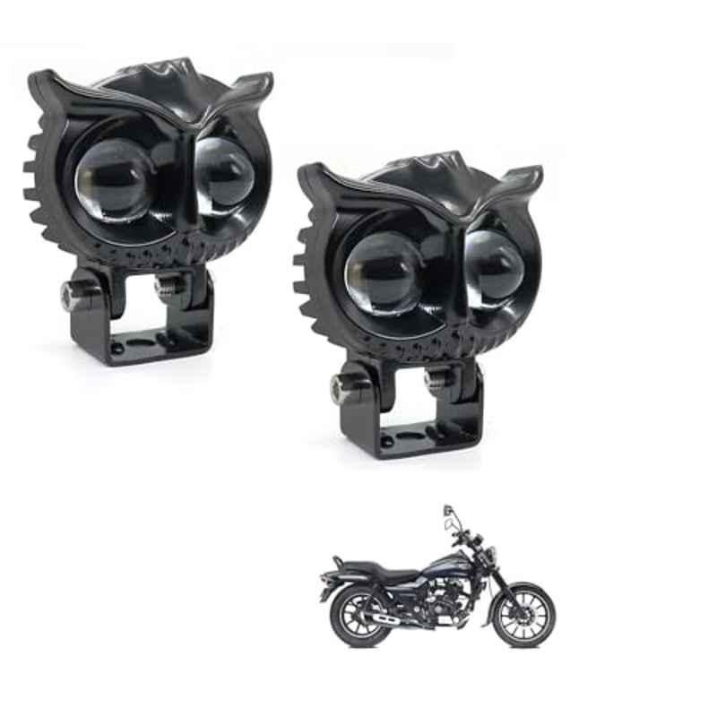 Kozdiko 2 Pcs Yellow & White Owl Eye Shape LED Amber Fog Light Set for Bajaj Avenger 150
