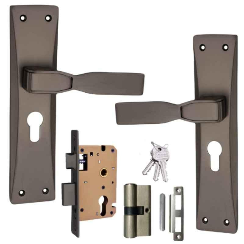 ATOM 203mm Alloy Steel Black Matt Finish Mortise Door Lock Set, MH-O57-CY-BLK-BSK