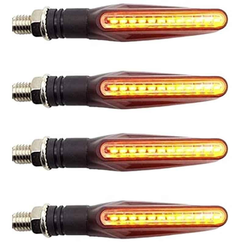 Eshopglee 4 Pcs 9 LED Front & Rear Motorcycle Yellow LED Indicator Light Set