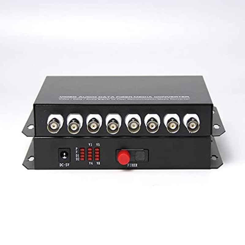 Hanutech 20km 8 Channel Digital BNC to Video, Audio & Data Fiber Media Converter Pair