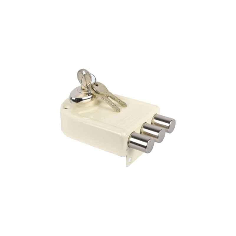 Europa 20mm 14 Pin Ivory Nickel Main Door Lock with 3 Dead Bolts for Highest Security, 8123