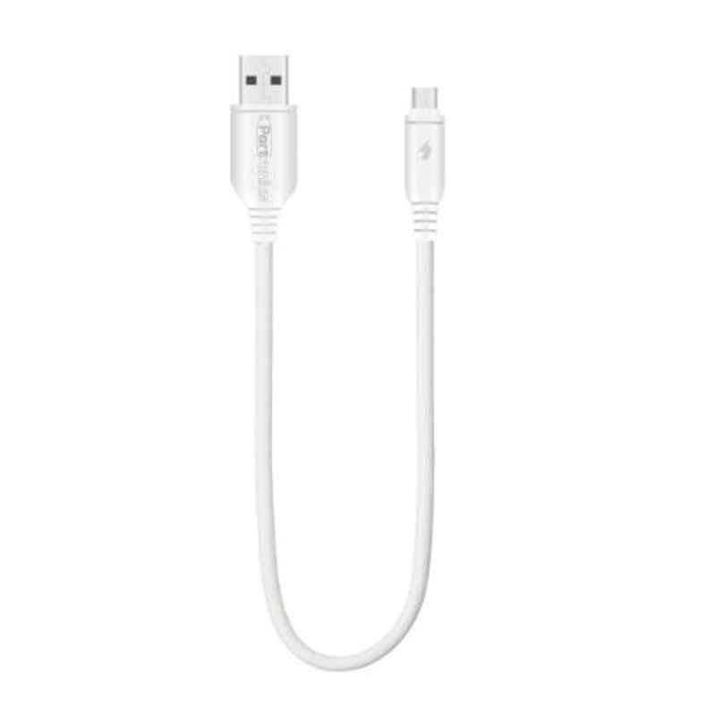 Portronics Konnect Flex Mini White 25cm Long Micro USB Cable, POR-383 (Pack of 20)