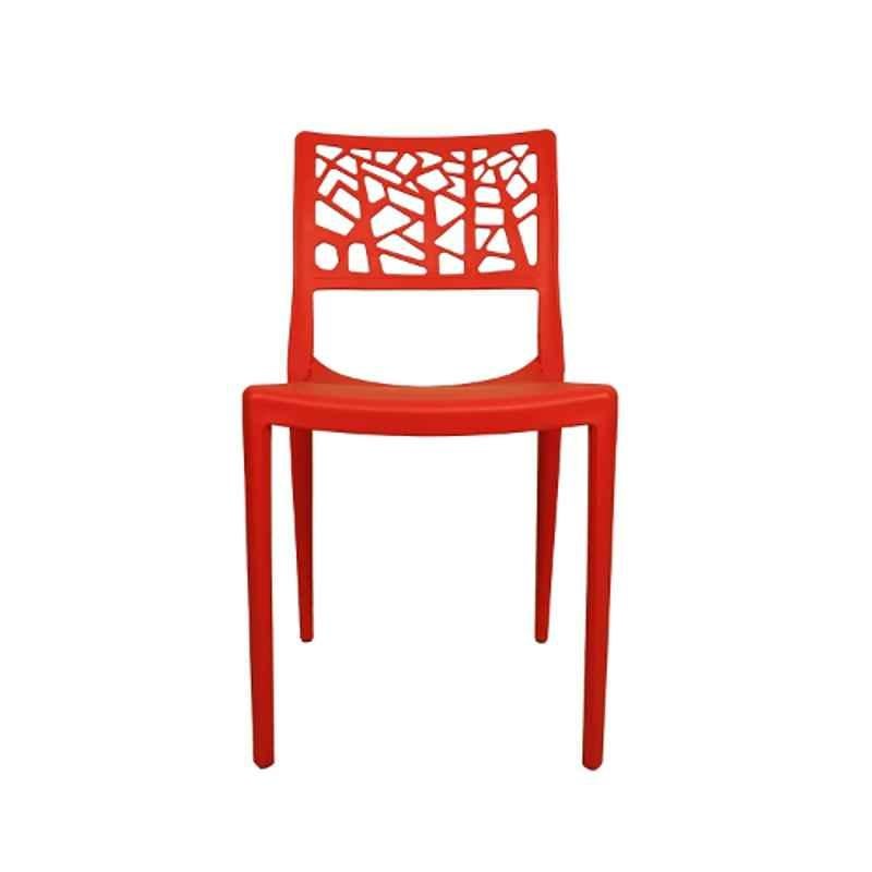 Diya Spider Red Solid Back Plastic Chair without Arm