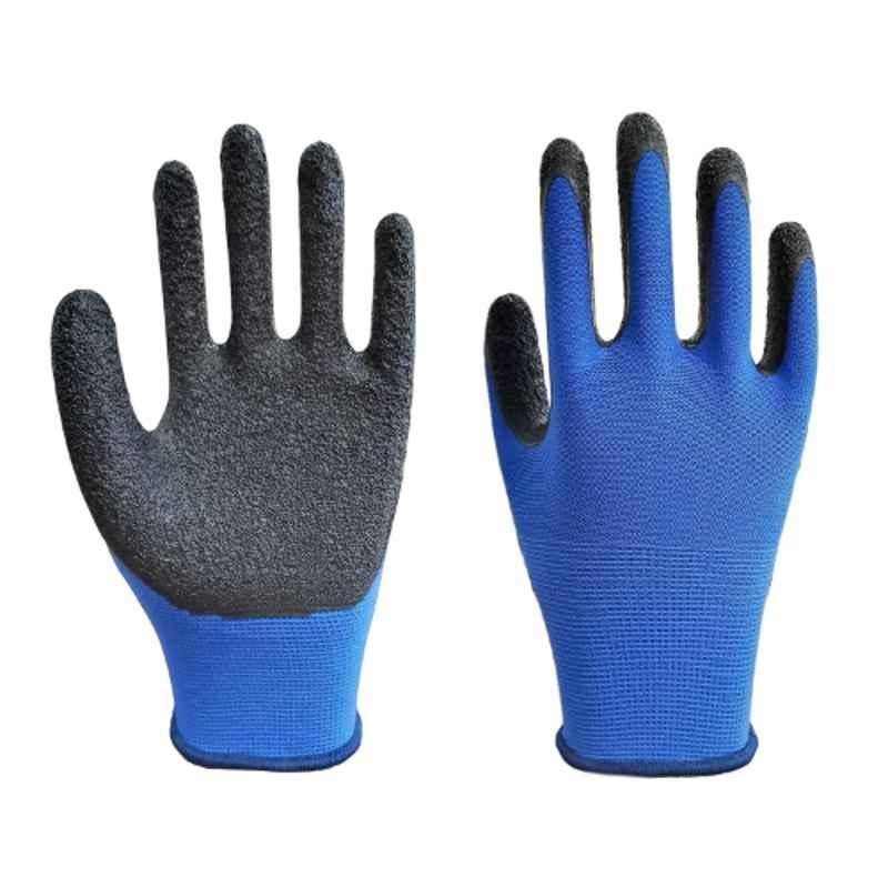 Brala Nylon Blue & Black Palm Coated Cut Resistant Safety Hand Gloves, Size: xxlarge (Pack of 50)