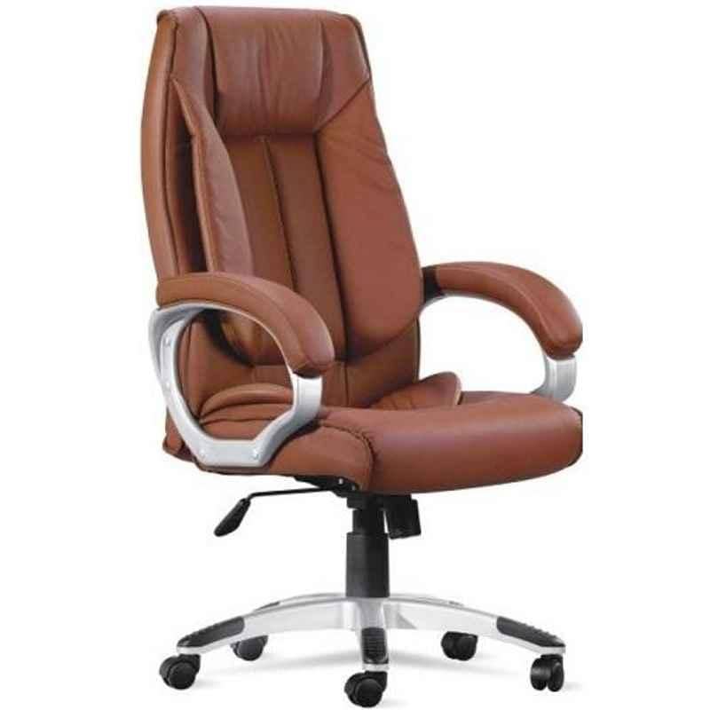 Mezonite High Back Leatherette Brown Office Chair, Dimensions: 95x45x60 cm