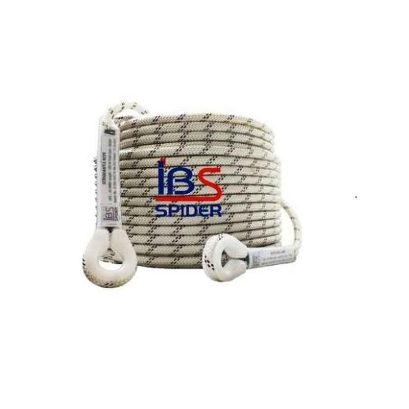 IBS 10.5mm Braided Nylon White & Brown Climbing Rope, Length: 50 m