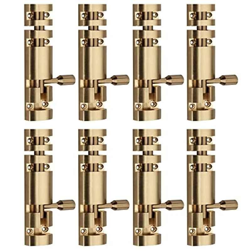 Screwtight Xylo 4 inch Aluminium Gold Finish Tower Bolt, XYLO-GOLD-4IN-8 (Pack of 8)