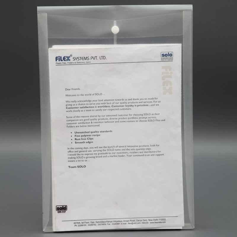Solo FC Transparent Blue Expandable Document Envelope with Button Closure, CH 117 (Pack of 100)