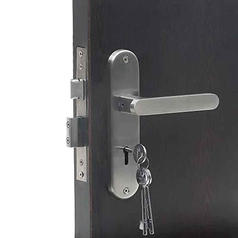 Saze 8 inch Stainless Steel Round KY Plate Mortise Door Lock Handle Set with 3 Keys, LB304