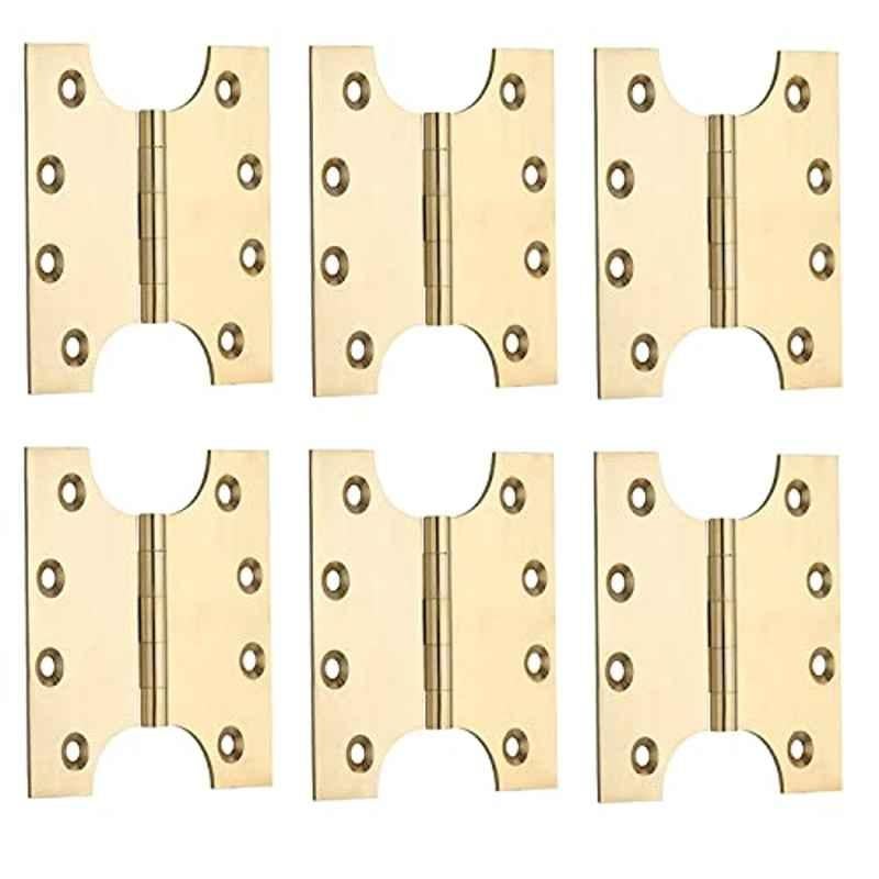 Screwtight 4 inch Brass Polished Parliament Hinge, B170501PBL-6 (Pack of 6)