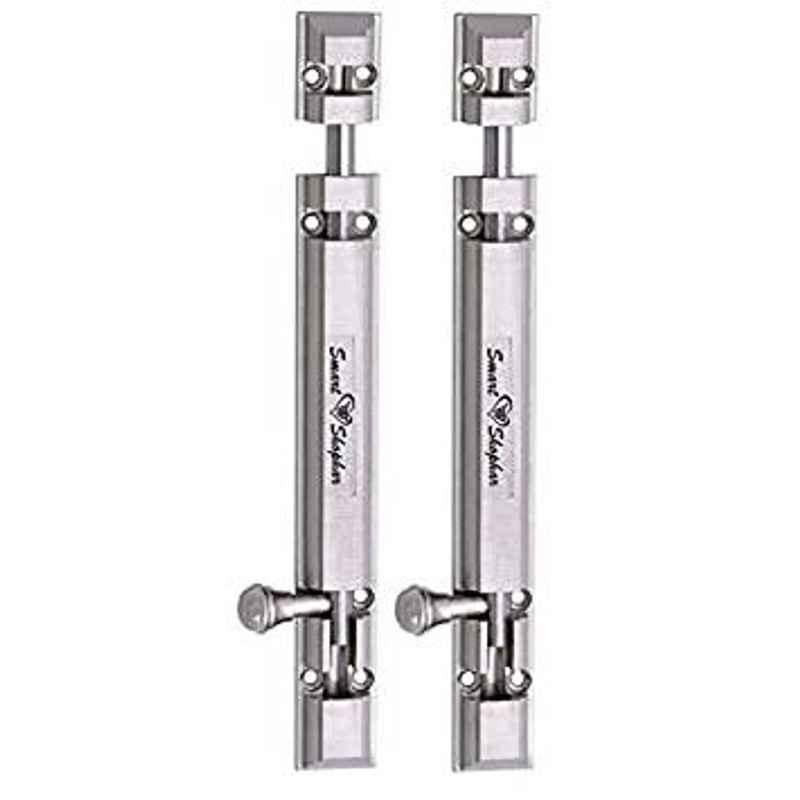 Smart Shophar 8 inch Brass Nickel Silver Royal Tower Bolt, SHA10TW-ROYA-NS08-P2 (Pack of 2)