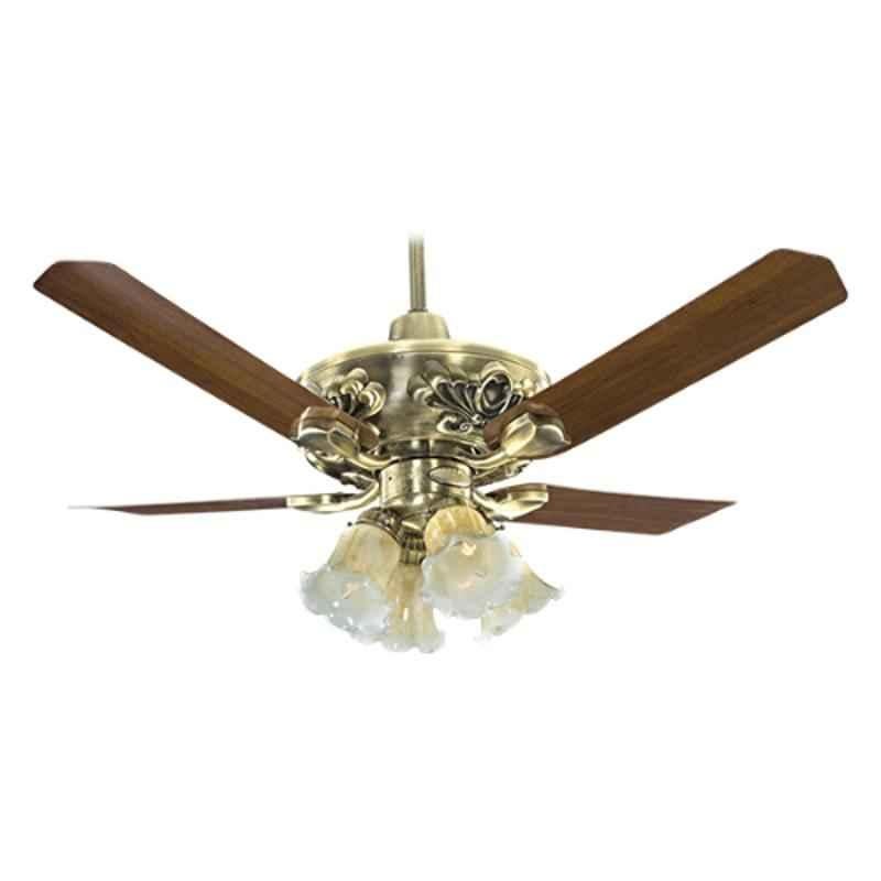 Breezalit Venus 70W Antique Brass Housing Designer Ceiling Fan with Remote, BZ016, Sweep: 1200 mm