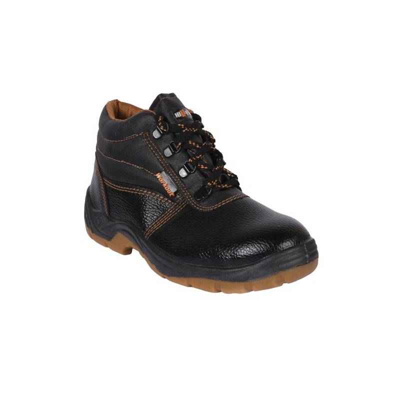 Hillson Workout High Ankle Steel Toe Black Work Safety Shoes, Size: 9
