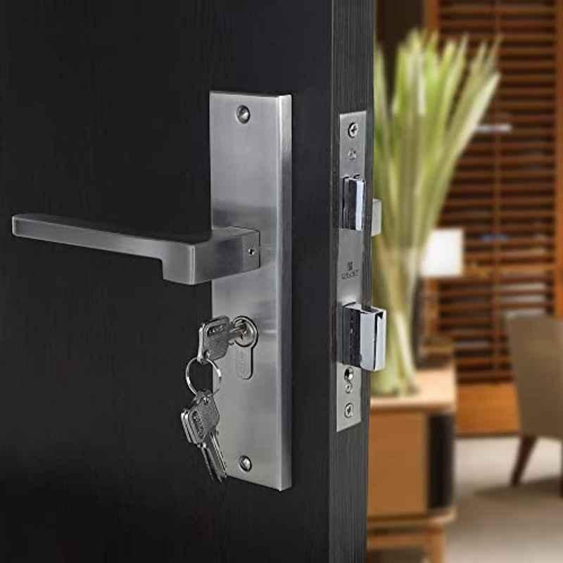 Voltizi 8 inch Stainless Steel 304 Cylindrical Plate Mortise Door Lock Handle Set with 3 Keys, LB306-BSK