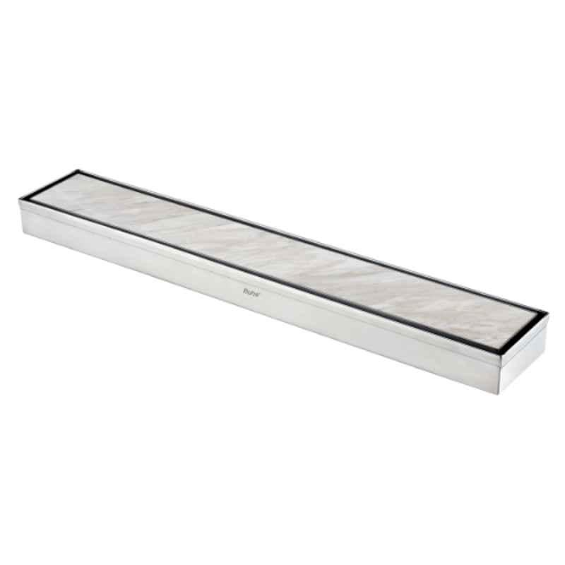 Ruhe 24x3 inch Stainless Steel 304 Brushed Finish Tile Insert Shower Drain Channel with Cockroach Trap, 16-0203-03