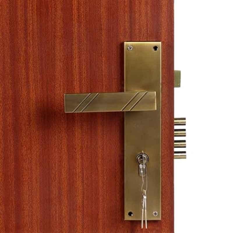 Homexpert Altis 10 inch 60mm Stainless Steel Antique Brass Finish Cylindrical Plate Both Side Key Mortise Door Lock Set