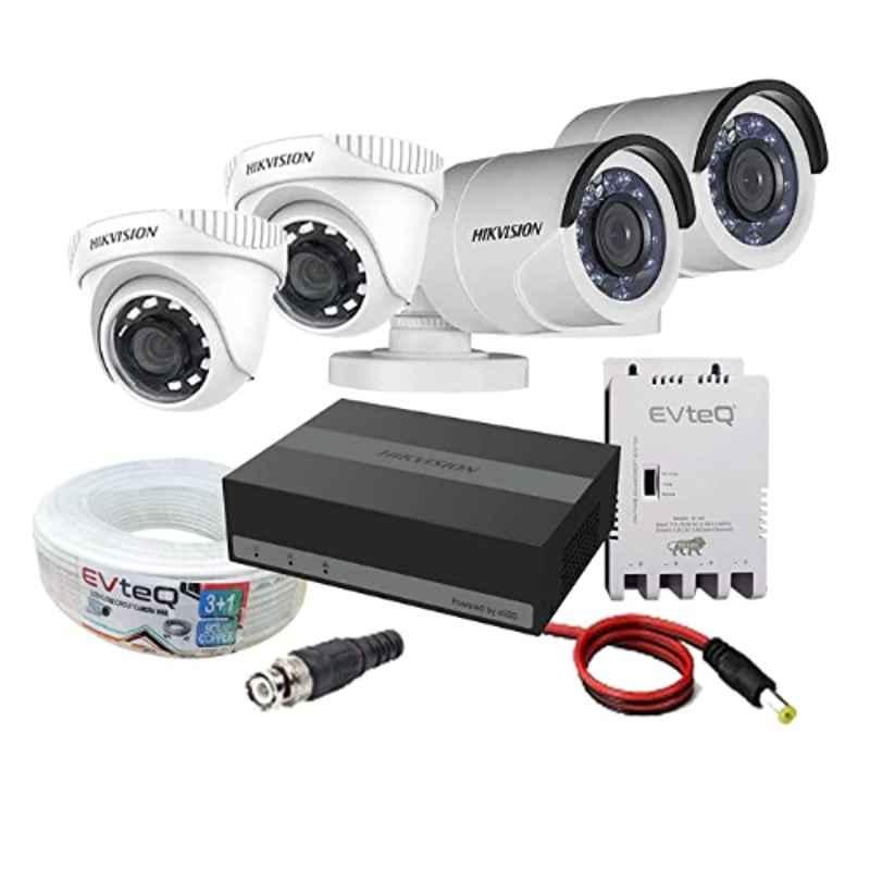 Hikvision EVteQ 1MP 2 Dome, 2 Bullet & 4 Channel 300GB Embedded Storage SSD DVR CCTV Camera Combo Kit, SK1MP2D2B