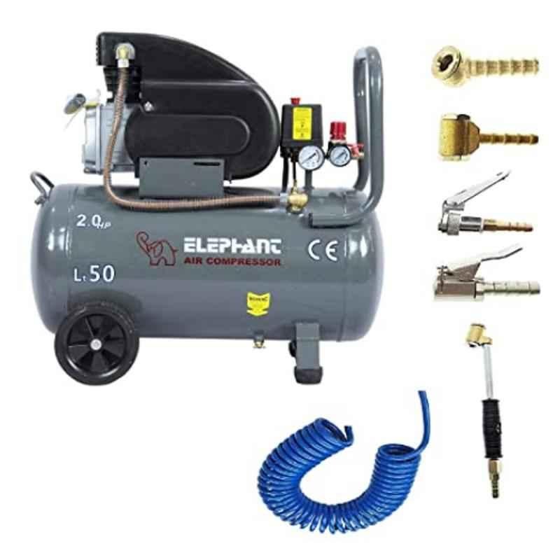 Elephant AC50C-NM 2HP 50L Oil Free Air Compressor, PU Pipe with 5Pcs Air Inflator Set