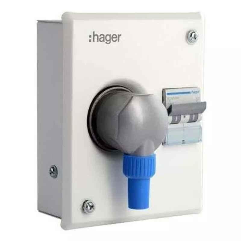 Hager Novello+ 63A 5 Pin 8M Scraping Earth Metal Plug & Socket Enclosure Box, VYA863C