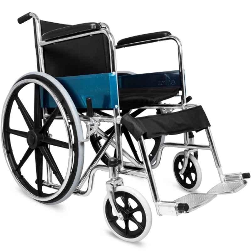 Entros Adjustable Chromed Steel Foldable Manual Wheel Chair, 809B SC