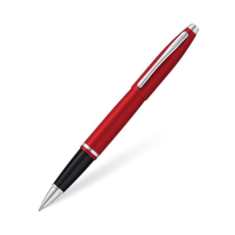 Cross Calais Black Ink Matte Metallic Crimson Lacquer Finish Roller Ball Pen with 1 Pc Black Gel Ink Refill Set, AT0115-19