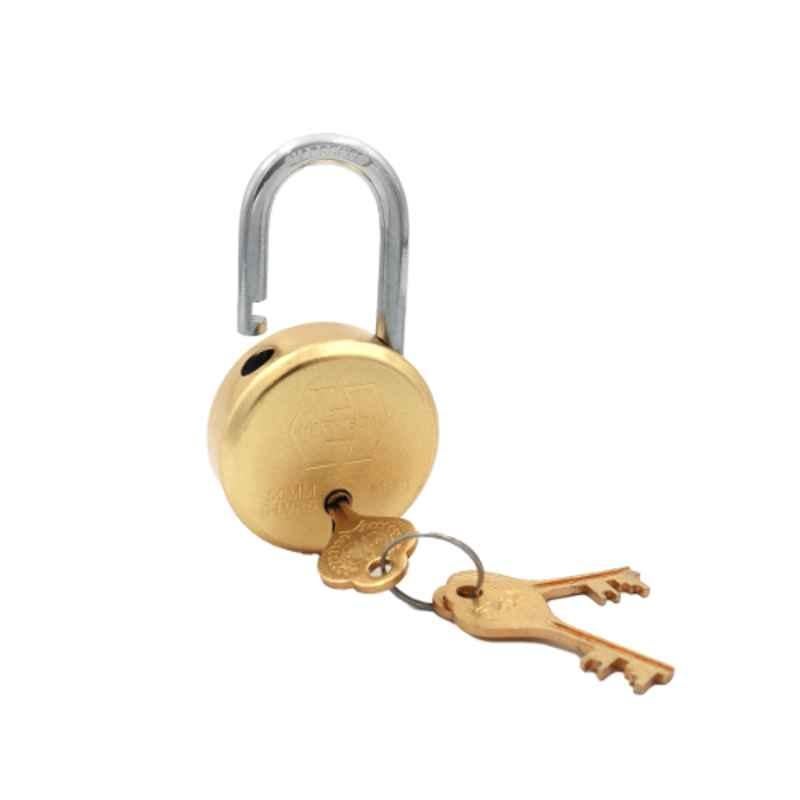 Harrison 50mm 6 Lever Brass Round Padlock with 3 Keys, MP3-0054