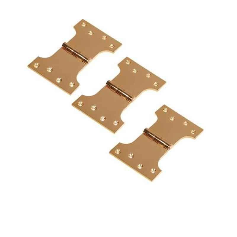 Smart Shophar 4x3x3 inch Brass Gold Parliament Hinge, SHA10HG-PARL-GL4X3X3-P3 (Pack of 3)