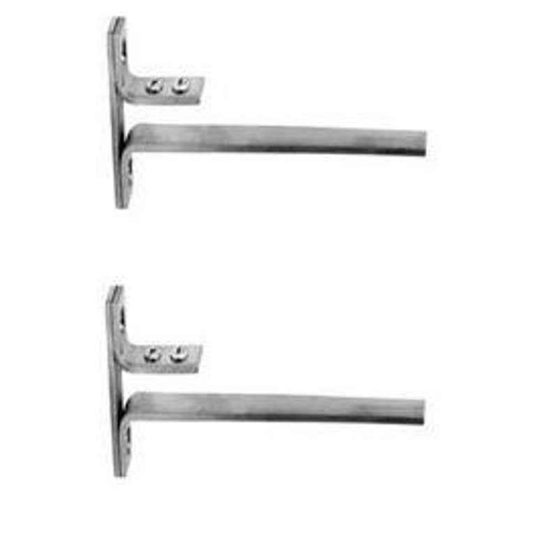 Smart Shophar 12 inch Stainless Steel Silver F Type Rectangle Glass Shelf Bracket Set, SHA80SB-FTYR-12SL08-S1