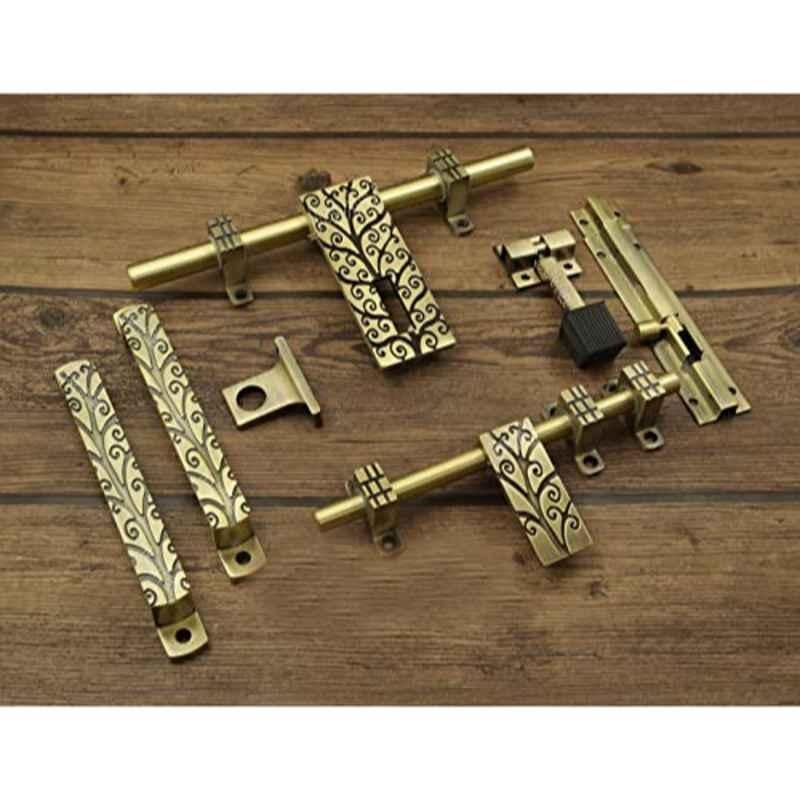 Jovial 6 Pcs Aluminium Antique Brass Single Door Fitting Accessories Kit, 1020-KT-130