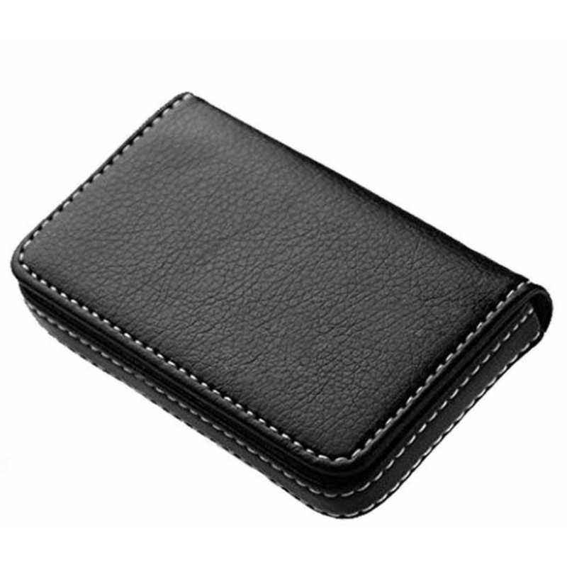 Stealodeal Full Black Leather Card Holder