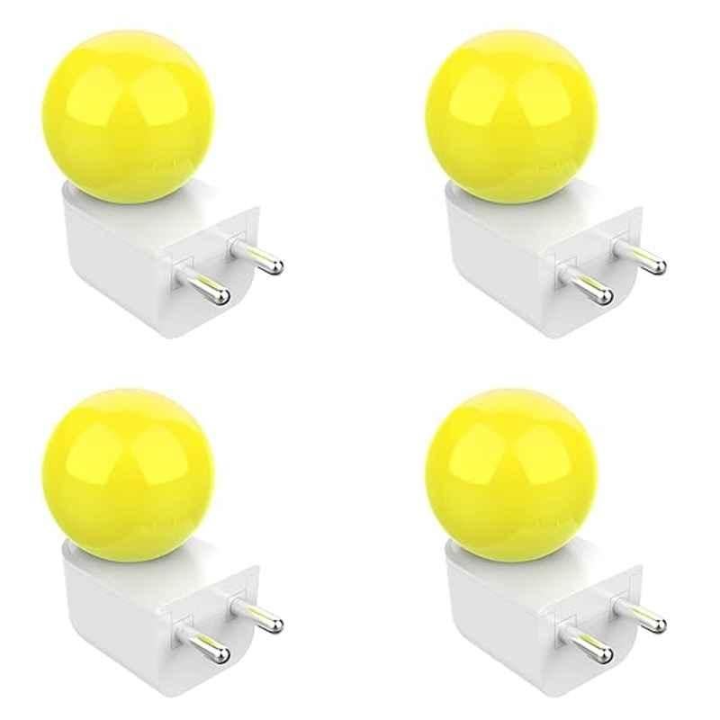 Fybros Bloom 0.5W Polycarbonate Yellow Round LED Night Bulb with Plug & Play, FLS5292D (Pack of 4)