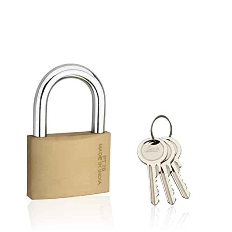 Link 70mm Solid Brass Hardened Shackle Padlock with 3 Keys, PT-70