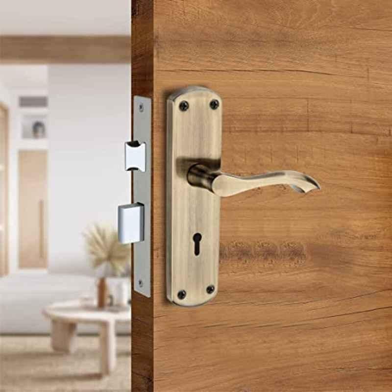 Screwtight 8 inch Iron Antique Brass Finish Heavy Duty Mortise Handle Door Lock Set, AZMPH0011-BA