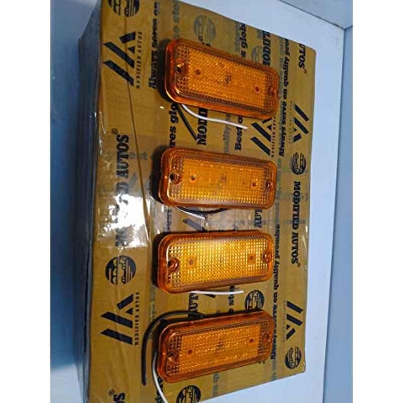 Modified Autos 4 Pcs Orange 12V 4x1.5 inch Led Reflector Universal Alarming with Wire Set for All Vehicles,Trucks,Bus