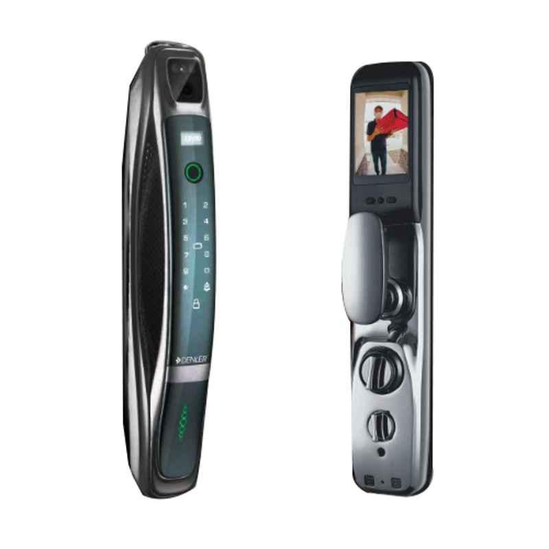 Denler DL04 Chrome Smart Digital Door Lock with LCD Display, Fingerprint & Pin Code Access