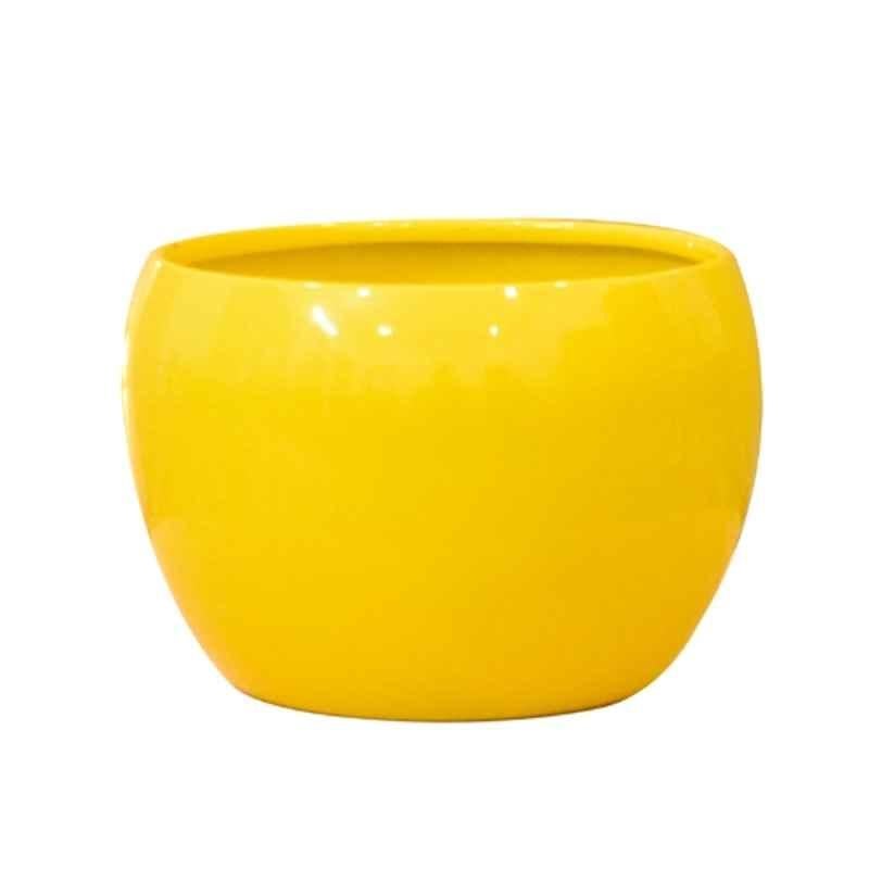 Sone Key Chidiya 5x5 inch Iron Apple Shape Yellow Plant Container for Desktop, Home, Indoor & Outdoor, APL-SOLID5